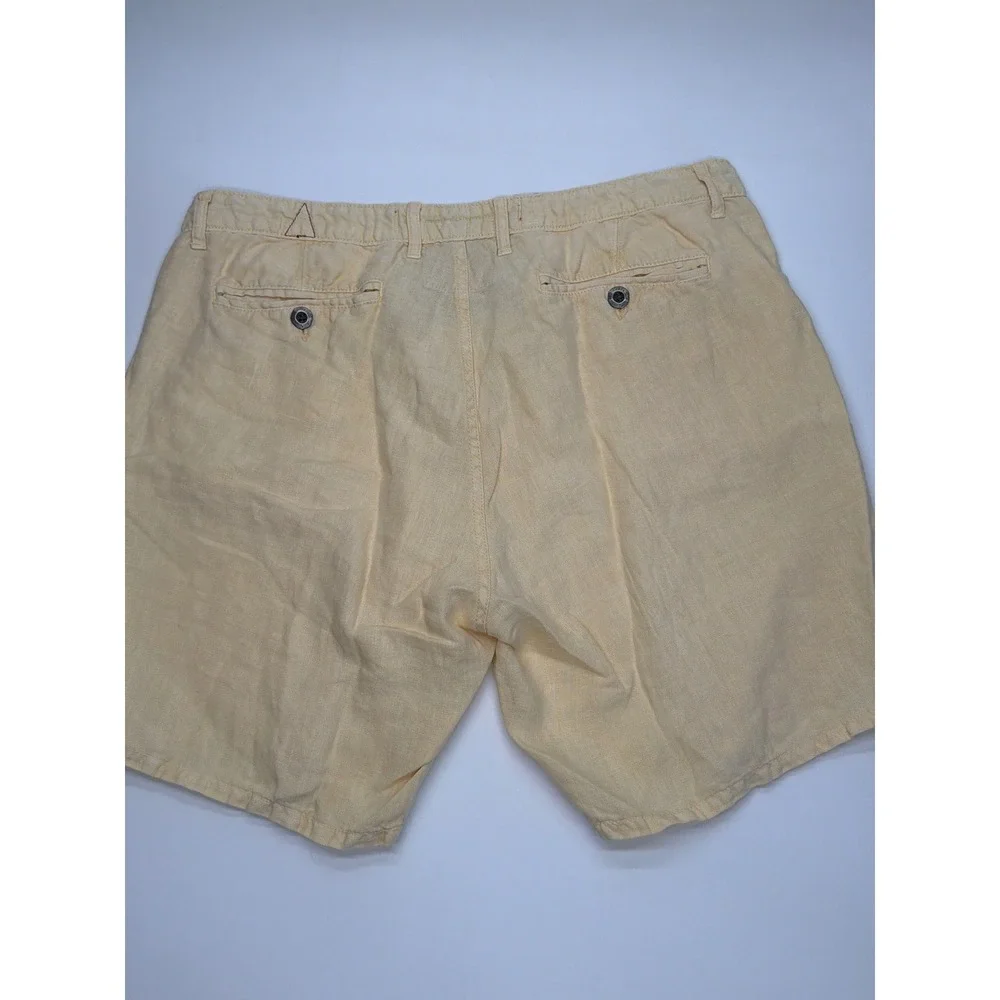 Paperbacks Mens Pale Yellow 100% Linen Flat Front‎ Summer Beach Shorts Size 38
